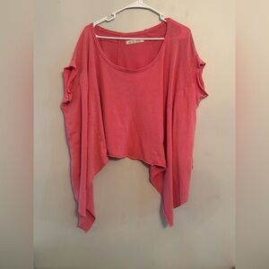 We The Free Free People Pink Asymmetrical Raw Hem Cropped Top Size L